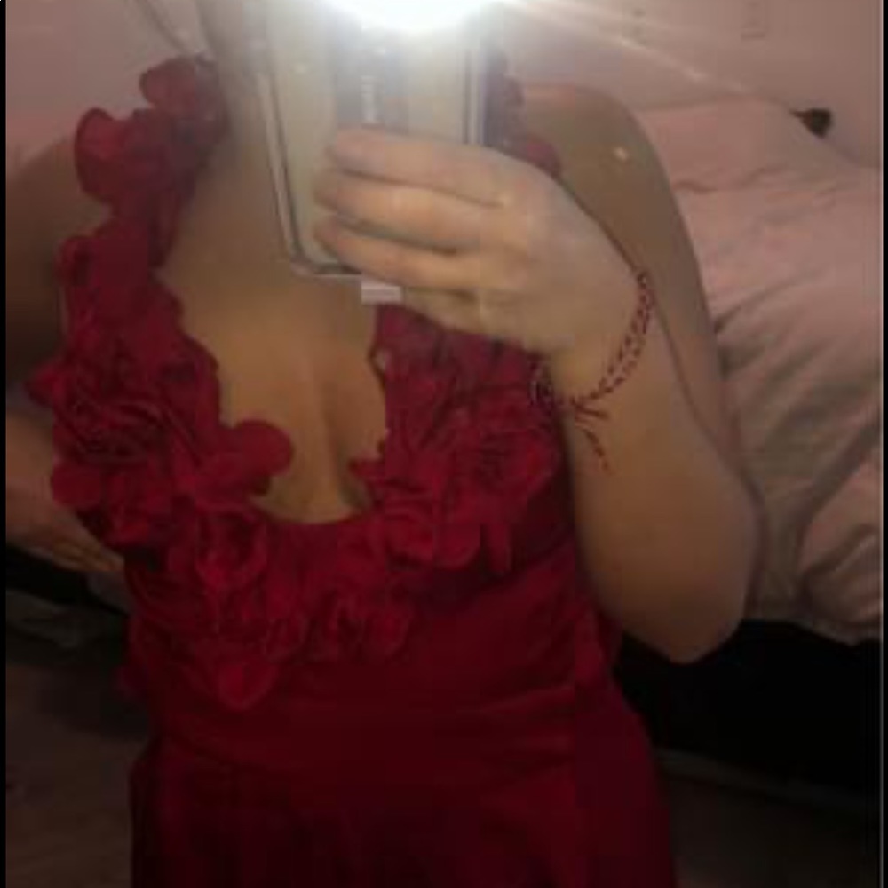 Stunning red silk Bebe dress